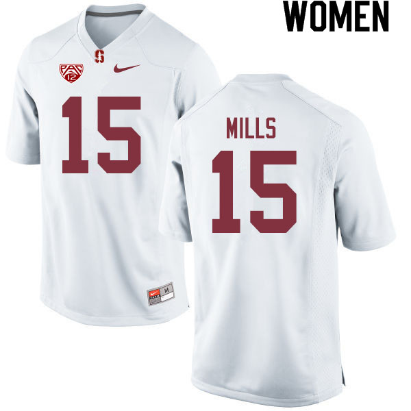 Women #15 Davis Mills Stanford Cardinal College Football Jerseys Sale-White - Click Image to Close